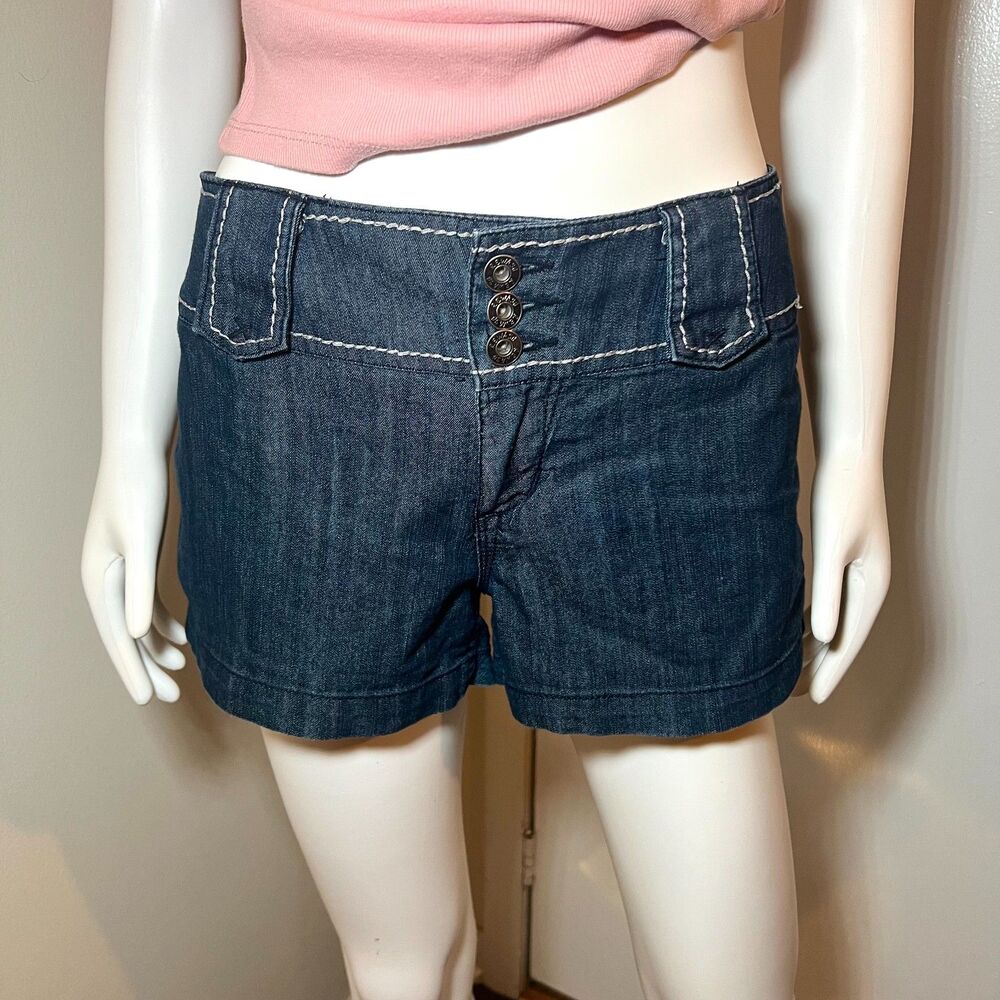 Vintage Y2K Rewash Mini Shorts 11 - Low Rise Mcbling Nautical Grunge 2000s Indie